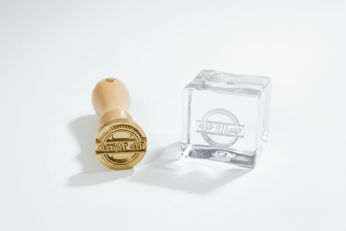 Custom Brass Debossing Stamp with Wooden Handle for Soap, Clay, Leather, Ice & Fondant - Ur mark