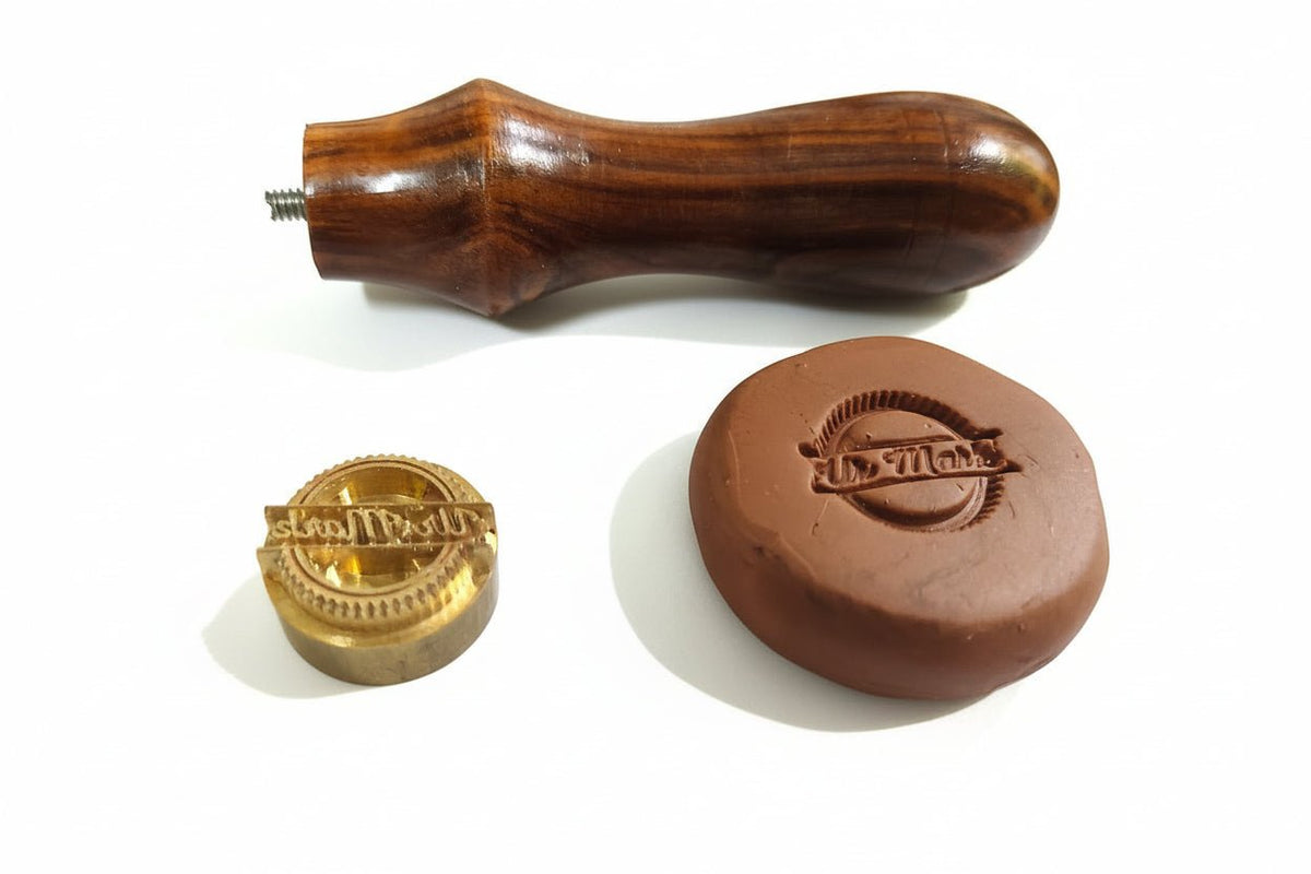 Custom Brass Debossing Stamp with Wooden Handle for Soap, Clay, Leather, Ice & Fondant - Ur mark