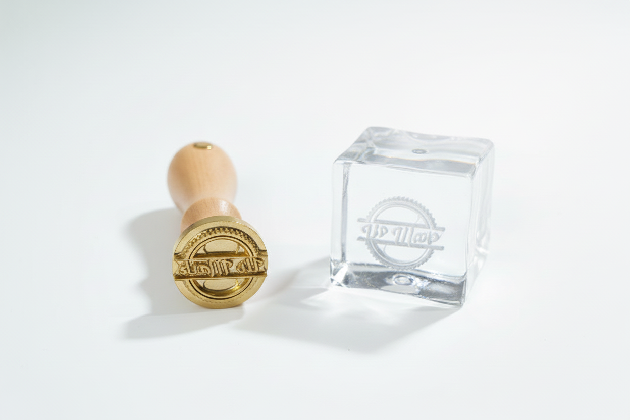 Custom Brass Debossing Stamp with Wooden Handle for Soap, Clay, Leather, Ice & Fondant